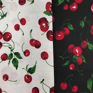 All Over Cherries Poly Cotton Print Fabric, 60&quot; Wide, non-stretch, Sells by the Yard