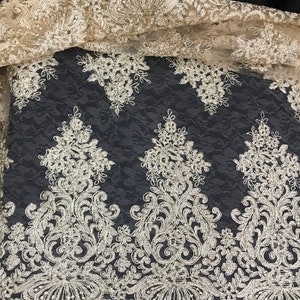 Metallic Corded Floral Lace Fabric, 54&quot; Wide, Sells by the Yard Only, Two Colors Available