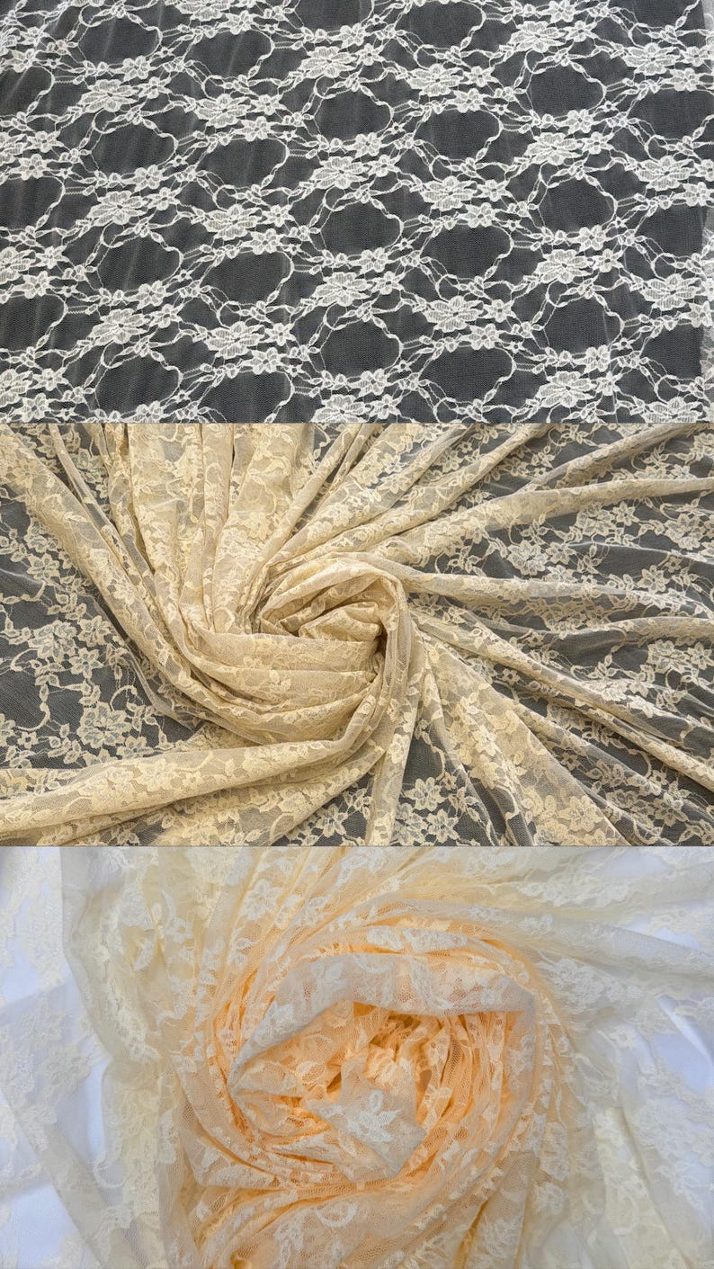 Floral Vintage 4-Way Stretch Lace, 60" Wide, Sells by the yard image 2