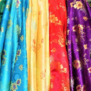 Chinese Flower & Medallion Multi Color Brocade, 45" Wide, non-stretch, Sells by the yard only.