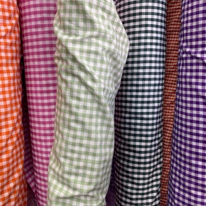 1/4" Gingham Poly Cotton Fabric, 60" Wide, Non-stretch, Sells by the yard
