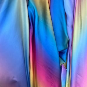 NEW Colors Rainbow Print Shiny Charmeuse Satin, 60&quot; Wide, Non-stretch, Sells/price by the Yard