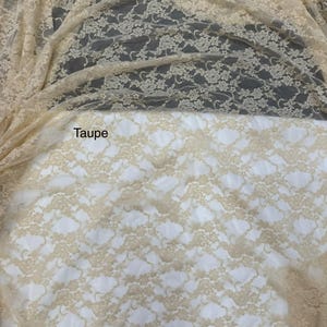 Floral Vintage 4-Way Stretch Lace, 60" Wide, Sells by the yard Taupe