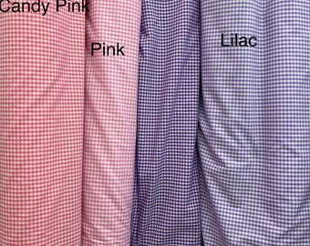 1/8" Gingham Polyester Cotton Fabric, 60" Wide Sells by the Yard Only, Non-stretch, Many Colors Available