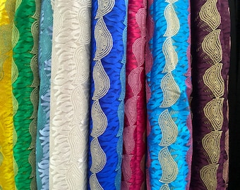 Multicolor shiny embroidery mesh lace, with metallic threads, sells/price by the yard, many colors available
