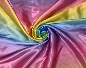 NEW Rainbow print shiny satin, 60" wide, non-stretch, sells by the yard