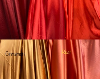 Soft Silky Stretch Charmeuse Satin, Sells by the Yard, 30+ Colors, Soft, Shiny & light Weight.