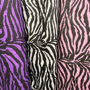 Zebra Print Poly Cotton Fabric,  Sells/price by the Yard, 3 Different Colors Available, Non-Stretch