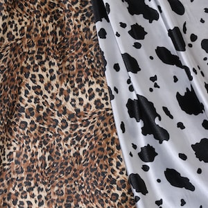 Animal Print Charmeuse Satin Fabric, 60&quot; Wide, Sells by the Yard, Non Stretch.