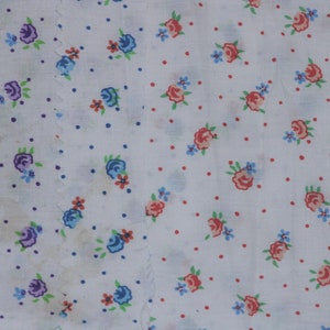 Small Flowers & Tiny Dots Print on White Poly Cotton, non-stretch, 4 Colors Available, Sells by the Yard
