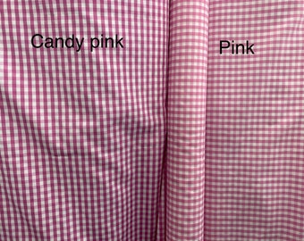 1/4" Gingham Poly Cotton Fabric, 60" Wide, Non-stretch, Sells by the yard