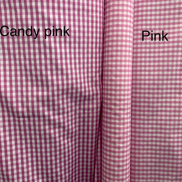 1/4" Gingham Poly Cotton Fabric, 60" Wide, Non-stretch, Sells by the yard