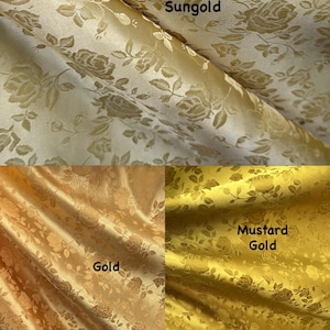 Rose Floral Brocade Jacquard Satin, Sells/price By Yard, Non-Stretch, Many Colors Available