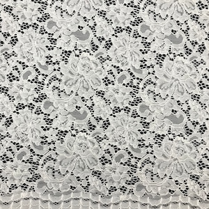 Floral Vintage Corded Matté Lace, Double Escalloped  Edge, 54" Wide, Non-Stretch, Sells/price by the Yard