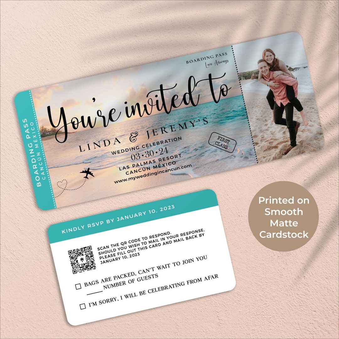 Boarding Pass and RSVP Set Beach Wedding Invitation Perfect - Etsy Boarding Pass and RSVP Set Beach Wedding Invitation Perfect - Etsy