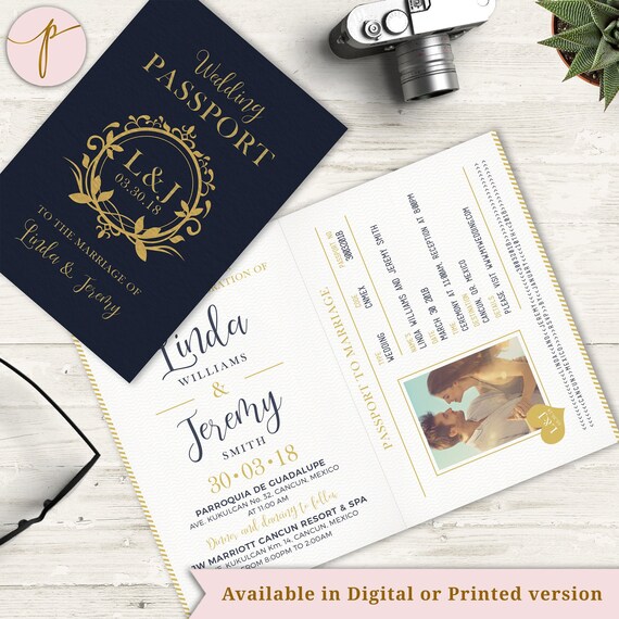 Passport Invitation Printed Or Digital Destination Wedding Etsy