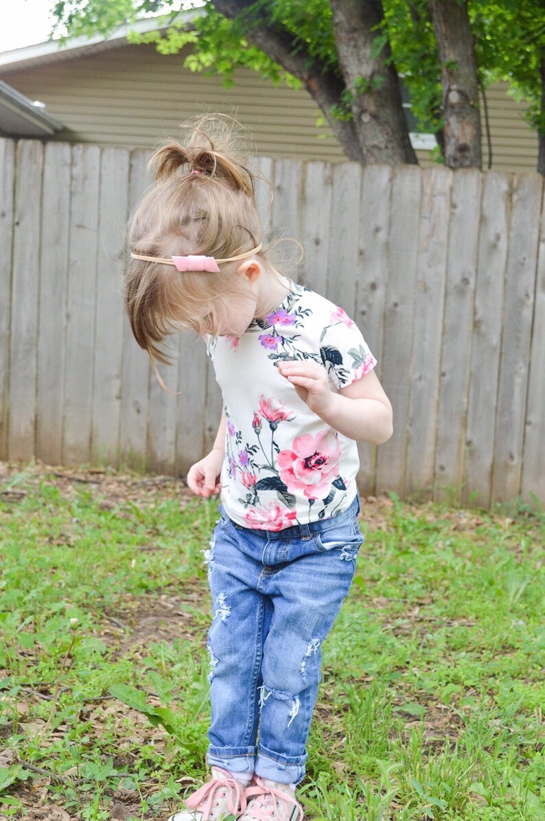 floral top toddler floral tee pink floral top newborn-toddler toddler floral top Floral tunic floral tee toddler tunic summer top