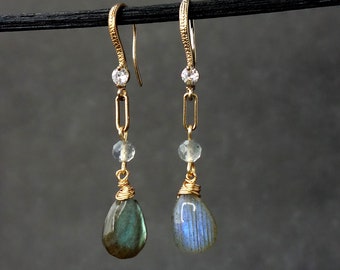 Labradorite Earrings, flashy labradorite earrings, labradorite gold earrings, genuine labradorite earrings, gemstone earrings