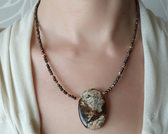 Matrix opal necklace with matrix opal pendant, boulder opal Necklace, boulder opal pendant, matrix opal jewelry, opal matrix