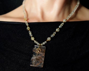 Rutilated quartz necklace, rutilated quartz pendant, rutile quartz necklace, rutile quartz pendant, rutilated necklace, Boho Jewelry