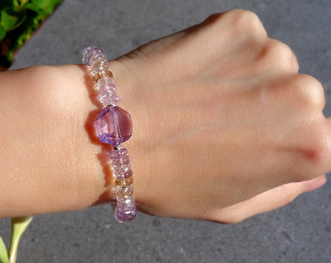 Genuine Ametrine Bracelet , Cube shape Ametrine bracelet, ametrine jewelry, box ametrine bracelet, ametrine gemstone