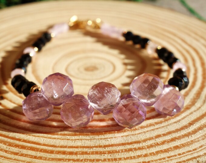 Amethyst onyx Bracelet, amethyst bracelet, Onyx bracelet, Natural amethyst