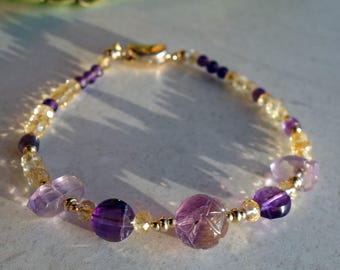 Genuine Ametrine, Citrine and Amethyst Bracelet , Ametrine bracelet, ametrine jewelry, box ametrine bracelet, ametrine gemstone