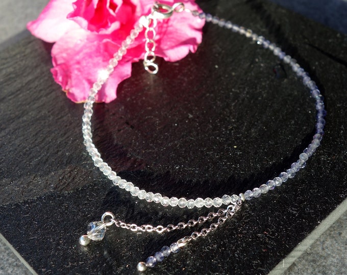 Iolite and Topaz Bracelet with sterling silver, Blue gemstones bracelet, iolite jewelry, iolite bracelet, stacking bracelet, topaz bracelet
