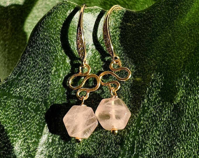 Rose Quartz Infinity Drop Earrings