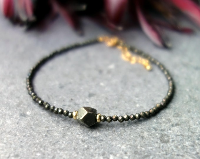 Natural Pyrite bracelet, Genuine pyrite, pyrite jewelry, bracelet for women, stacking bracelet, natural pyrite bracelet