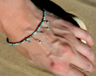Turquoise bracelet, Turquoise Delicate Beaded Bracelet, Gemstone bracelet, Minimalist turquoise bracelet, turquoise bangle