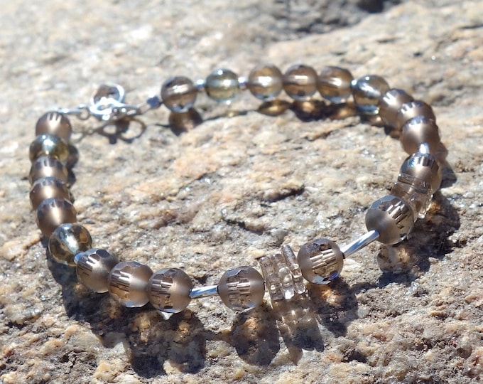 Smoky quartz Bracelet, Rauchtopaz Jewelry gift, Smokey quartz bracelet with silver, Faceted gemstone, bracelet with 925 Silver