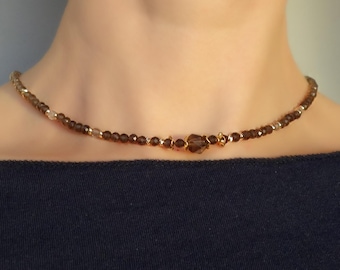Smoky quartz choker, Smoky quartz Necklace, Gemstone Choker, Minimalist necklace smoky quartz