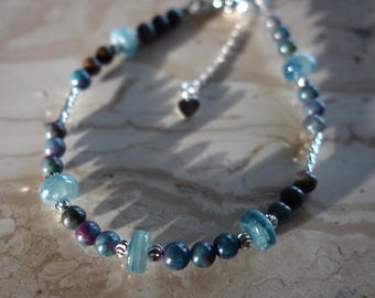 Elegant Kyanite and Ruby in Kyanite Bracelet - Natural Gemstone Jewelry - Handcrafted for You - Blue Kyanite bracelet