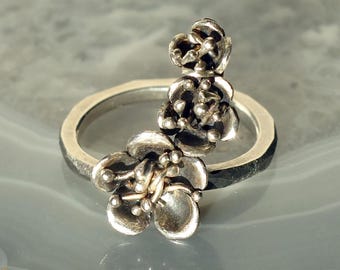 Flower sterling silver ring