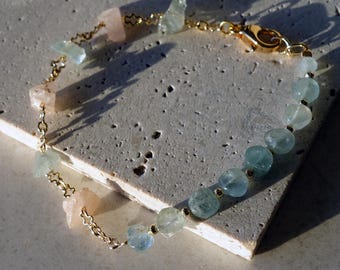 Aquamarine & Morganite Bracelet | Beryl Gemstone Jewelry