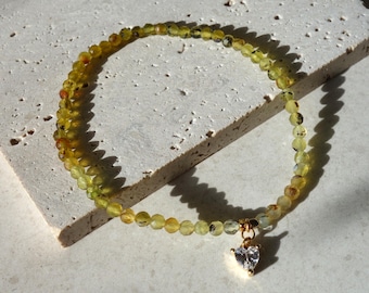 Natural Yellow Opal Bracelet, Gemstone Bracelet Healing Stones, Thin Bracelet, gift for women, birthstone bracelet