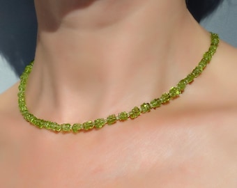 Peridot choker, Natural peridot necklace, august birthstone, peridot jewelry, dainty necklace, green necklace