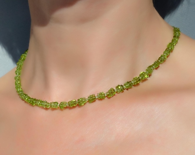 Peridot choker, Natural peridot necklace, august birthstone, peridot jewelry, dainty necklace, green necklace