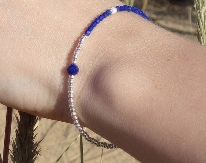 Lapis Lazuli Bracelet with sterling silver, lapis bracelet, Blue lapis bracelet, Yin Yang bracelet, handmade lapis bracelet with 925 Silver