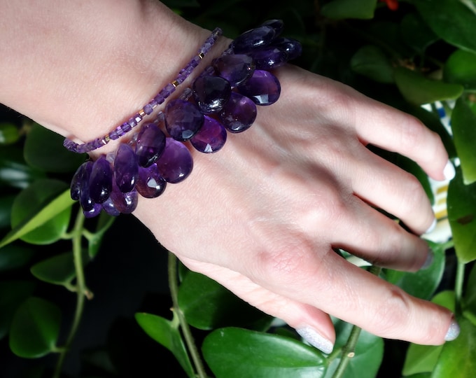 Multistrand Amethyst Bracelet, Natural Amethyst bracelet, Multi Strand Gemstone Bracelet, casual bracelet, bohemian bracelet