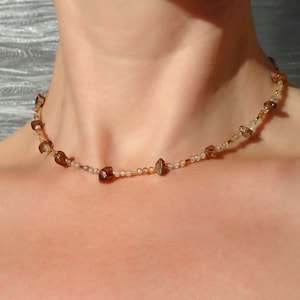 Genuine zircon necklace with gold platyed silver, faceted zircon necklace, raw zircon choker, Minimal necklace, natural zircon choker