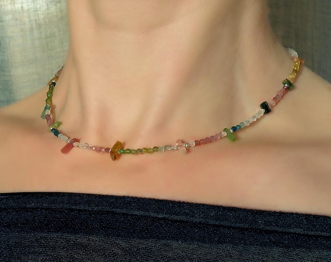 Tourmaline Necklace with Raw Crystals