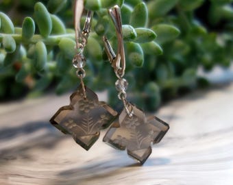 Natural smoky quartz earrings sterling silver, Brown stone earring, Sterling silver earrings, genuine smoky quartz earrings, flower earrings