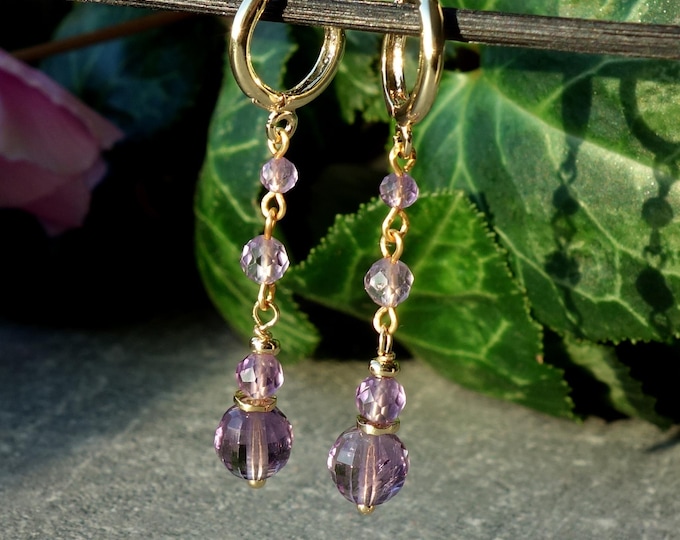 Natural amethyst earrings, amethyst jewelry, purple earrings, genuine amethyst beads