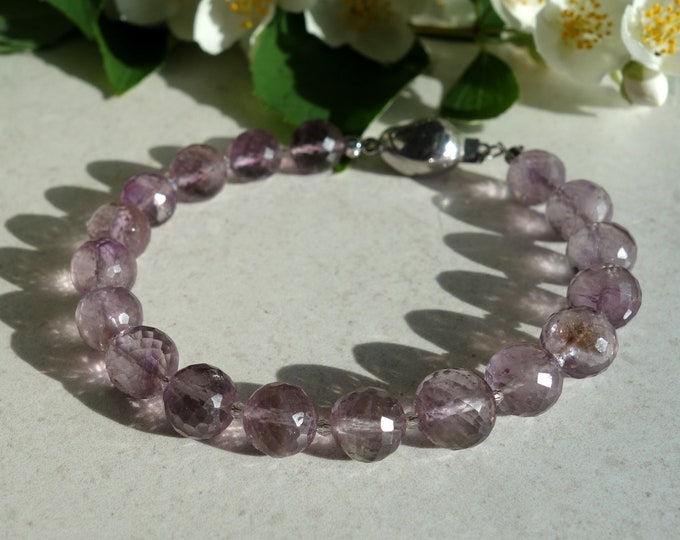 Amethyst Bracelet , Amethyst Bracelet Jewelry gift, Gemstone bracelet with amethyst and Swarovski crystals, Natural crystal bracelet