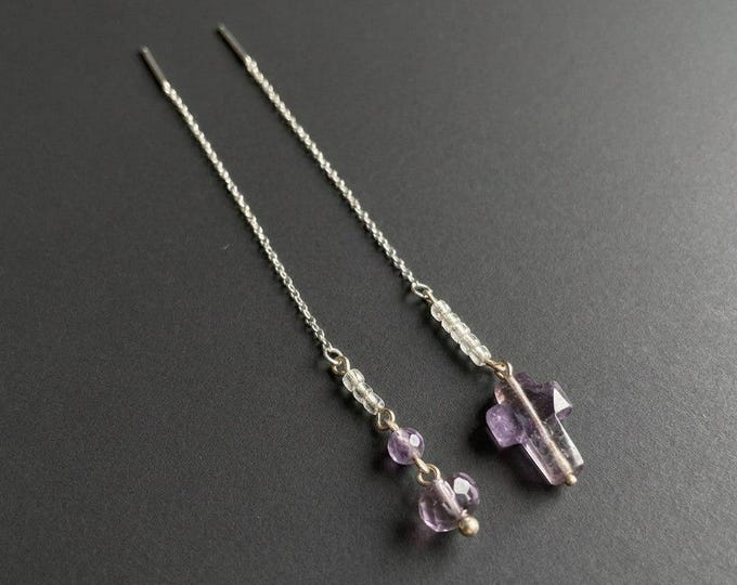 Ametrine and Topaz Asymmetrical Earrings