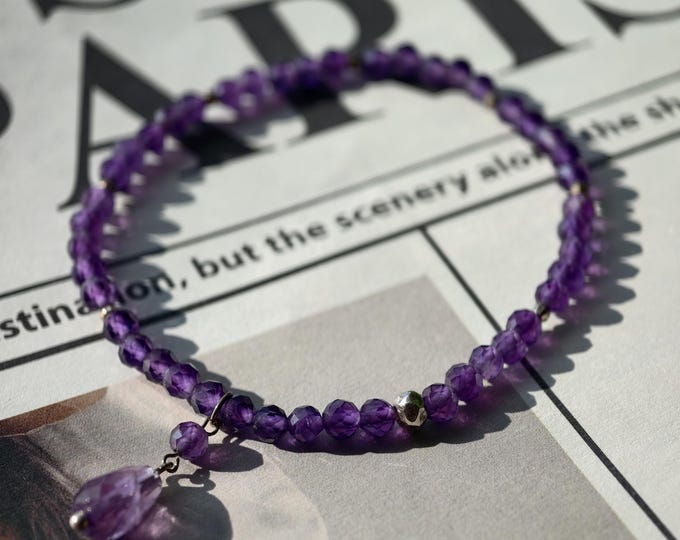Amethyst Bracelet, Amethyst Bracelet Jewelry gift, Gemstone bracelet with amethyst, Natural crystal bracelet
