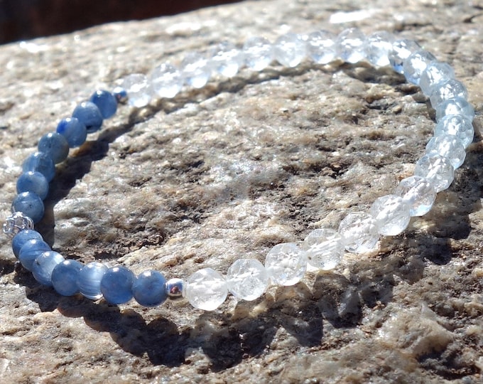 Natural Topaz and Natural Kyanite Bracelet, Gemstone bracelet, Thin Bracelet, gift for women, women bracelet, gift for her, Kyanite bracelet