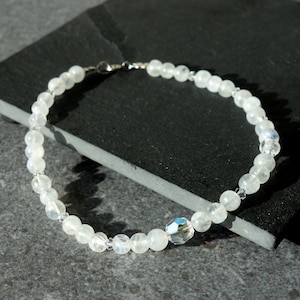 Bracciale Moonstone, Regalo Moonstone Jewelry, Bracciale Real Moonstone con argento Sterling, Bracciale Rainbow Moonstone